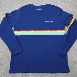 Wilbur Soot Shirt‎ Adult Large Blue Rainbow Stripe Cotton Long Sleeve Pullover